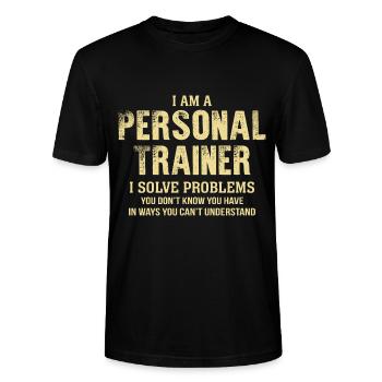 Funny Personal Trainer Quote - Stanley/Stella CRAFTER Unisex Organic T-Shirt - black - Front - Alina (178cm) & Michal (187cm)