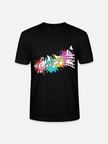 Lustige Katzen Notenlinien Farbkleckse - Stanley/Stella Unisex Bio-T-Shirt CRAFTER - Schwarz