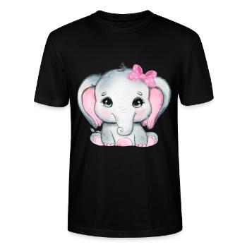 Bébé Éléphant Drôle de doux T-shirt idée cadeau - T-shirt bio CRAFTER Stanley Stella Unisexe - noir - Devant - Alina (178cm) & Michal (187cm)