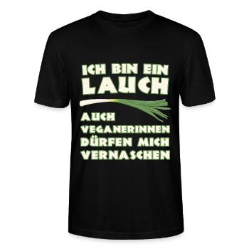 Lauch für Veganerin geeignet zum vernaschen - Stanley/Stella Unisex Bio-T-Shirt CRAFTER - Schwarz - Vorne - Alina (178cm) & Michal (187cm)