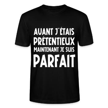 avant j'étais prétentieux - T-shirt bio CRAFTER Stanley Stella Unisexe - noir - Devant - Alina (178cm) & Michal (187cm)