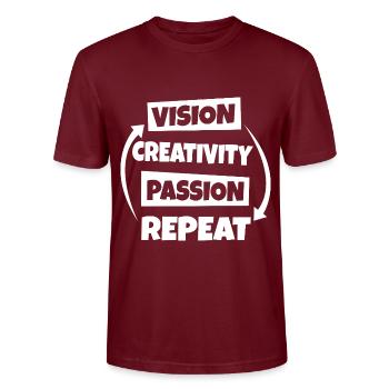 Vision Creativity Passion - Stanley/Stella Unisex Bio-T-Shirt CRAFTER - Burgunderrot - Vorne - Alina (178cm) & Michal (187cm)