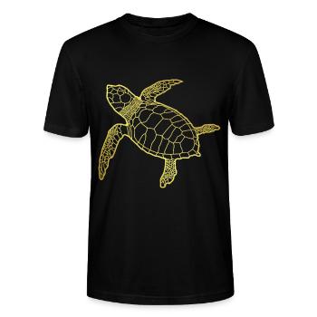 Sea Turtle Meeresschildkröte Silhouette Golden - Stanley/Stella Unisex Bio-T-Shirt CRAFTER - Schwarz - Vorne - Alina (178cm) & Michal (187cm)