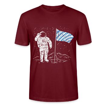 Bavaria Astronaut - Stanley/Stella CRAFTER Unisex Organic T-Shirt - burgundy - Front - Alina (178cm) & Michal (187cm)