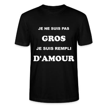 Je ne suis pas gros, je suis rempli d'amour ! - T-shirt bio CRAFTER Stanley Stella Unisexe - noir - Devant - Alina (178cm) & Michal (187cm)