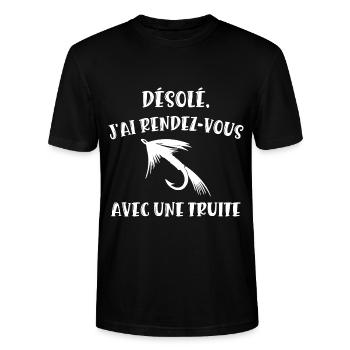 rendez-vous avec une truite - T-shirt bio CRAFTER Stanley Stella Unisexe - noir - Devant - Alina (178cm) & Michal (187cm)