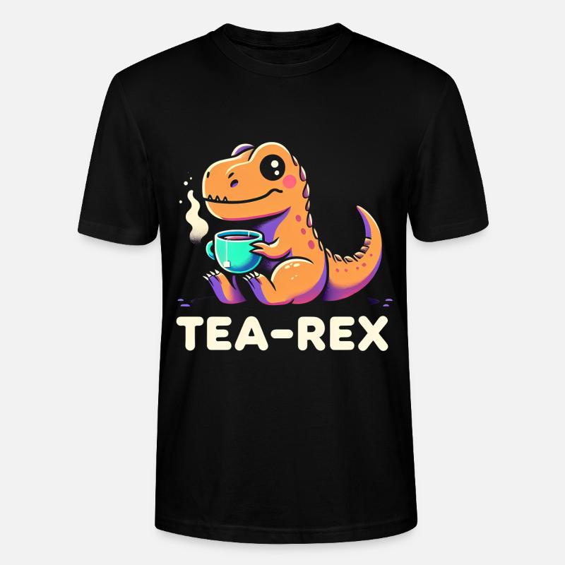 TEA-REX - Dinosaurier-Tee - Stanley/Stella Unisex Bio-T-Shirt CRAFTER - Schwarz