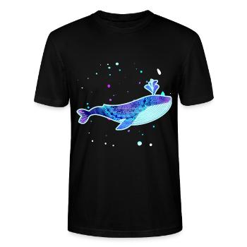 Blauwal Muster Pastelltöne - Stanley/Stella Unisex Bio-T-Shirt CRAFTER - Schwarz - Vorne - Alina (178cm) & Michal (187cm)