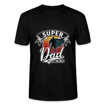 Super Papa - simply the best - Stanley/Stella CRAFTER Unisex Organic T-Shirt - black - Front - Alina (178cm) & Michal (187cm)