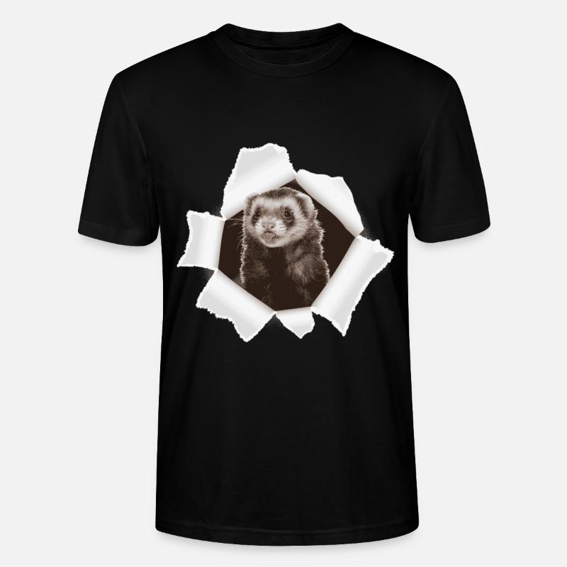 Weasel looking through hole - Stanley/Stella CRAFTER Unisex Organic T-Shirt - black
