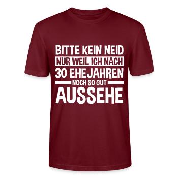 Ehe Perlenhochzeit 30 Jahre Verheiratet Hochzeitst - Stanley/Stella Unisex Bio-T-Shirt CRAFTER - Burgunderrot - Vorne - Alina (178cm) & Michal (187cm)