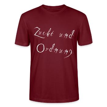 Zucht und Ordnung - Stanley/Stella Unisex Bio-T-Shirt CRAFTER - Burgunderrot - Vorne - Alina (178cm) & Michal (187cm)