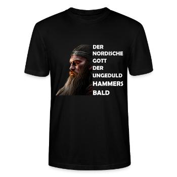 Wikinger Hammersbald Nordische Mythologie Ungeduld - Stanley/Stella Unisex Bio-T-Shirt CRAFTER - Schwarz - Vorne - Alina (178cm) & Michal (187cm)