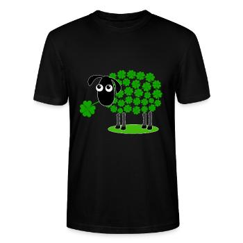 Schaf mit Kleeblatt - Kleeblätter Wolle Geschenk - Stanley/Stella Unisex Bio-T-Shirt CRAFTER - Schwarz - Vorne - Alina (178cm) & Michal (187cm)