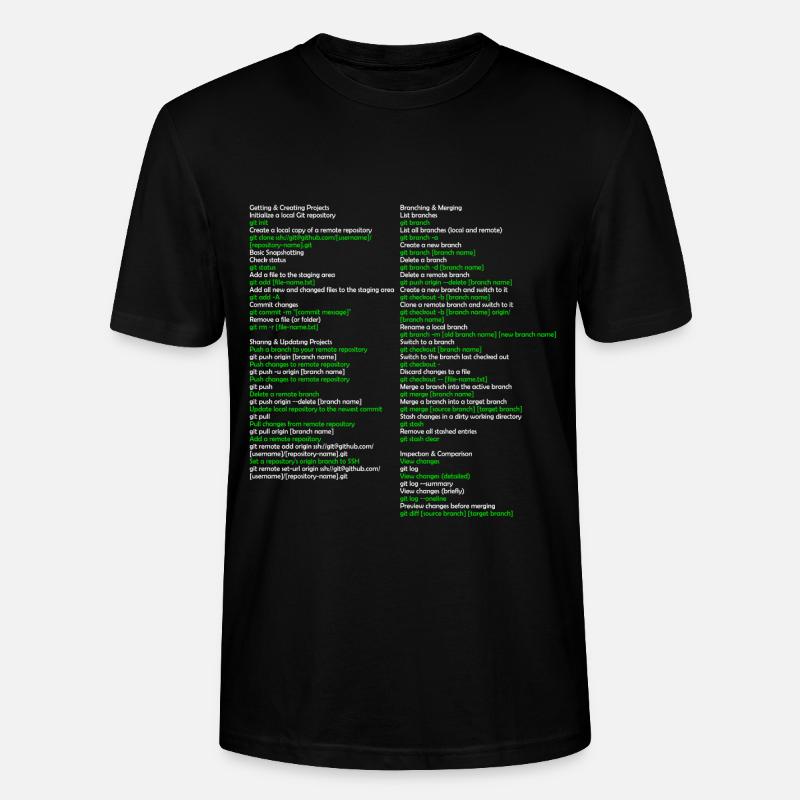 Git Commandes Commands Informaticien Student Informat - T-shirt bio CRAFTER Stanley Stella Unisexe - noir