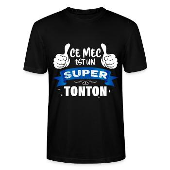 Tonton idée cadeau oncle suepr tonton - T-shirt bio CRAFTER Stanley Stella Unisexe - noir - Devant - Alina (178cm) & Michal (187cm)