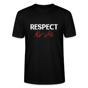 Respect all life - Stanley/Stella Unisex Bio-T-Shirt CRAFTER - Schwarz - Vorne - Alina (178cm) & Michal (187cm)