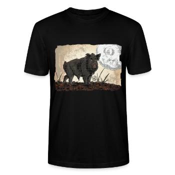 Wernher Wildschwein - Kritzeltoon #18 - Stanley/Stella Unisex Bio-T-Shirt CRAFTER - Schwarz - Vorne - Alina (178cm) & Michal (187cm)