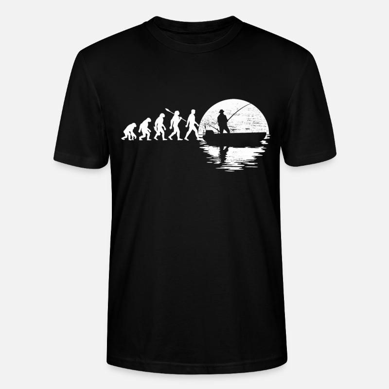 Evolution - Angler im Boot - Mondnacht - Stanley/Stella Unisex Bio-T-Shirt CRAFTER - Schwarz