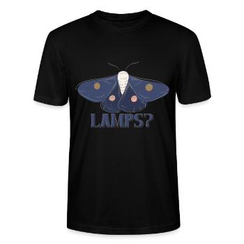 Funny Owl Figurine with Big Eyes and Lamps Text - Stanley/Stella CRAFTER Unisex Organic T-Shirt - black - Front - Alina (178cm) & Michal (187cm)
