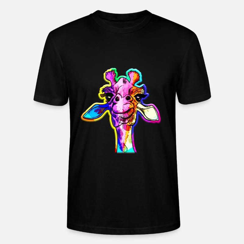 Regenbogen Giraffe Punk Giraffe Rainbow - Stanley/Stella Unisex Bio-T-Shirt CRAFTER - Schwarz