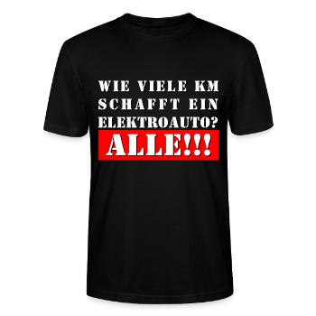 Wie viele Kilometer schafft ein Elektroauto? - Stanley/Stella Unisex Bio-T-Shirt CRAFTER - Schwarz - Vorne - Alina (178cm) & Michal (187cm)