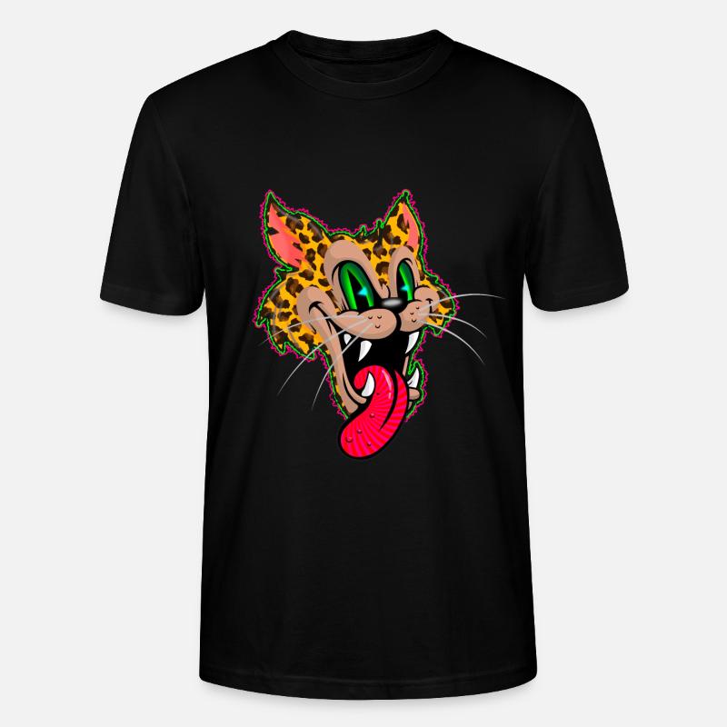 Leopard Comic Psychedelic - Stanley/Stella CRAFTER Unisex Organic T-Shirt - black