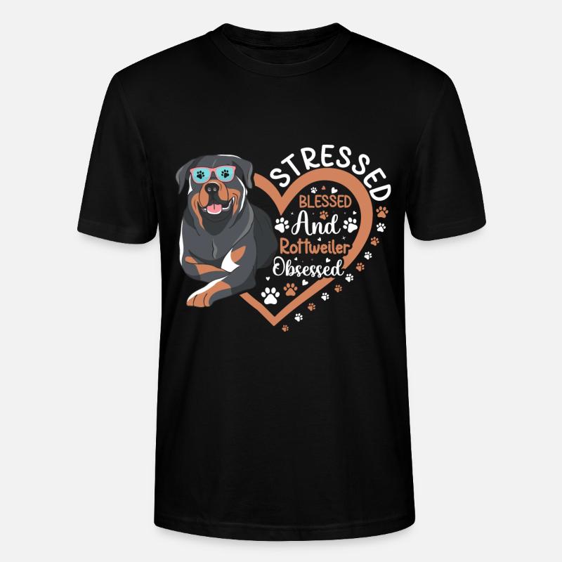 Bienheureux Rottweiler Obsédé Drôle - T-shirt bio CRAFTER Stanley Stella Unisexe - noir