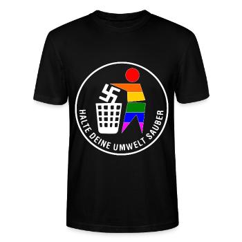Gegen rechts - halte deine umwelt sauber - Stanley/Stella Unisex Bio-T-Shirt CRAFTER - Schwarz - Vorne - Alina (178cm) & Michal (187cm)