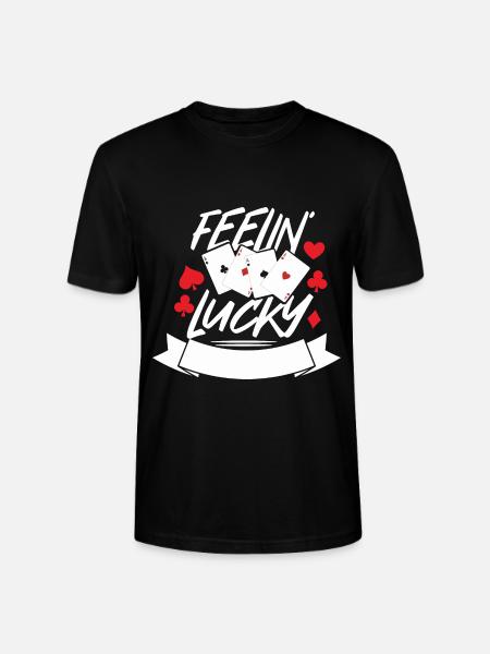 Poker Feeling Lucky Kartenmotiv - Stanley/Stella Unisex Bio-T-Shirt CRAFTER - Schwarz