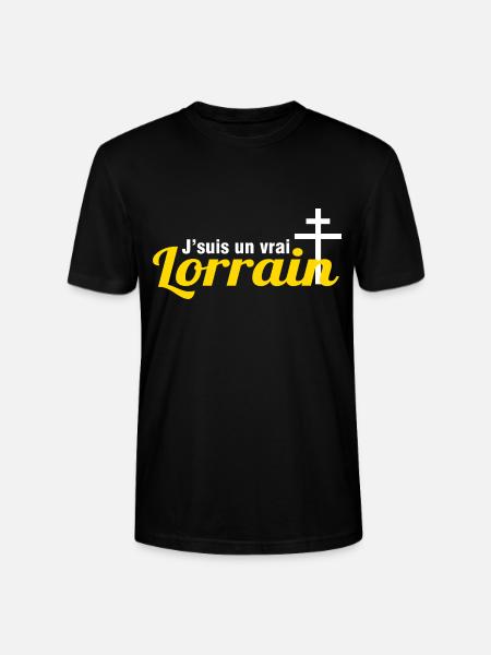 J'suis un vrai lorrain - région lorraine - T-shirt bio CRAFTER Stanley Stella Unisexe - noir