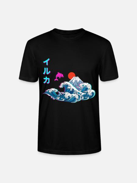 Japansk Vaporwave Stor bølge af Kanagawa - Stanley Stella CRAFTER unisex økologisk-T-shirt - sort