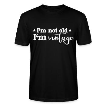 Je ne suis pas vieux, je suis vintage | Chemise cadeau drôle - T-shirt bio CRAFTER Stanley Stella Unisexe - noir - Devant - Alina (178cm) & Michal (187cm)