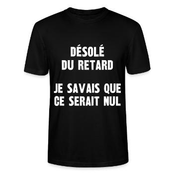 désolé du retard - T-shirt bio CRAFTER Stanley Stella Unisexe - noir - Devant - Alina (178cm) & Michal (187cm)