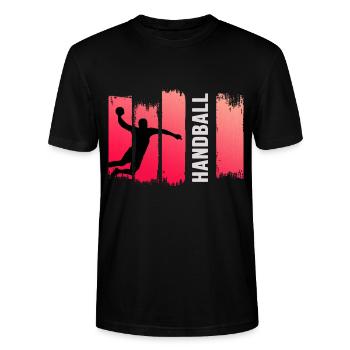Handball Handballspieler Sprungwurf HandballPro - Stanley/Stella Unisex Bio-T-Shirt CRAFTER - Schwarz - Vorne - Alina (178cm) & Michal (187cm)