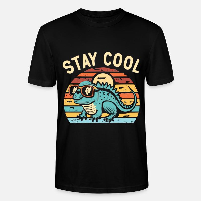 Retro Eidechse mit Sonnenbrille - Stanley/Stella Unisex Bio-T-Shirt CRAFTER - Schwarz