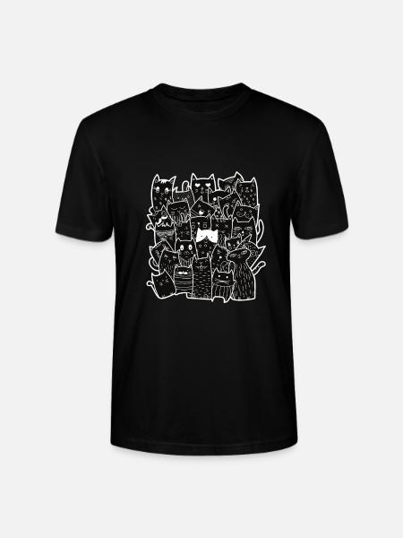 Cute Black Cats Pattern - Stanley/Stella CRAFTER Unisex Organic T-Shirt - black