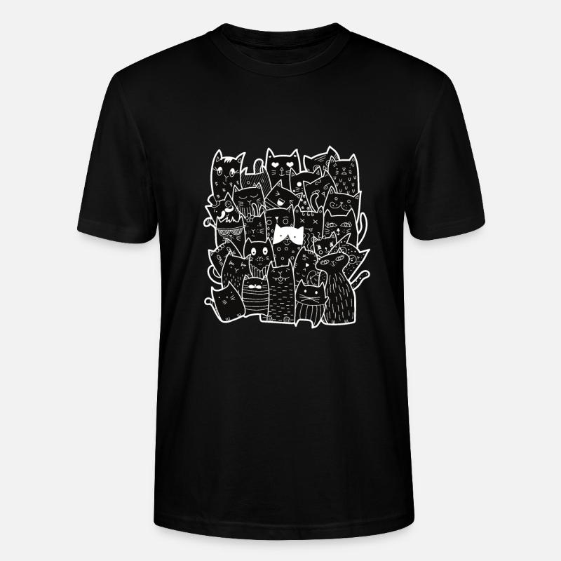 Cute Black Cats Pattern - Stanley/Stella CRAFTER Unisex Organic T-Shirt - black