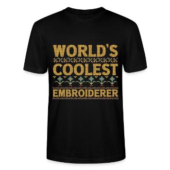 Embroidery Cross Stitch Embroidery Gift - Stanley/Stella CRAFTER Unisex Organic T-Shirt - black - Front - Alina (178cm) & Michal (187cm)
