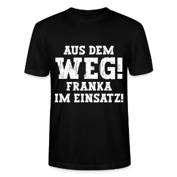 Franka Lustiger Spruch Vorname Name Franka - Stanley/Stella Unisex Bio-T-Shirt CRAFTER - Schwarz - Vorne - Alina (178cm) & Michal (187cm)