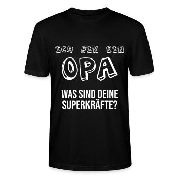 Ich bin ein Opa. Was sind deine Superkräfte? - Stanley/Stella Unisex Bio-T-Shirt CRAFTER - Schwarz - Vorne - Alina (178cm) & Michal (187cm)
