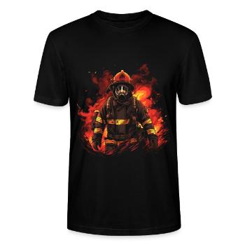 Fireman - Stanley/Stella CRAFTER Unisex Organic T-Shirt - black - Front - Alina (178cm) & Michal (187cm)