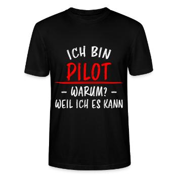 Pilot Lustiger Spruch Flugplatz Flugsport Geschenk - Stanley/Stella Unisex Bio-T-Shirt CRAFTER - Schwarz - Vorne - Alina (178cm) & Michal (187cm)