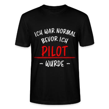 Pilot Lustiger Spruch Flugplatz Flugsport Geschenk - Stanley/Stella Unisex Bio-T-Shirt CRAFTER - Schwarz - Vorne - Alina (178cm) & Michal (187cm)