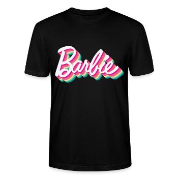 Barbie Buntes Logo - Stanley/Stella Unisex Bio-T-Shirt CRAFTER - Schwarz - Vorne - Alina (178cm) & Michal (187cm)