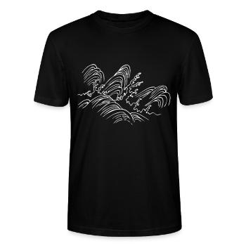 Waves of the Sea - 02 - Spray - Stanley/Stella CRAFTER Unisex Organic T-Shirt - black - Front - Alina (178cm) & Michal (187cm)