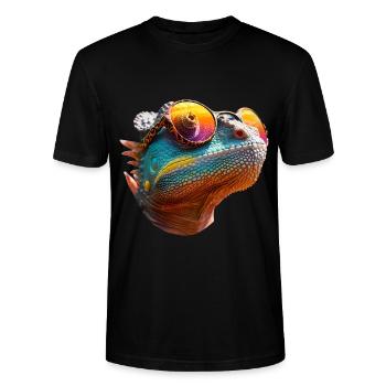 Chamäleon Sonnenbrille - Stanley/Stella Unisex Bio-T-Shirt CRAFTER - Schwarz - Vorne - Alina (178cm) & Michal (187cm)