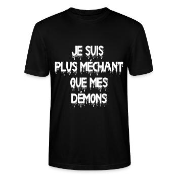 je suis plus méchant que mes démons - T-shirt bio CRAFTER Stanley Stella Unisexe - noir - Devant - Alina (178cm) & Michal (187cm)
