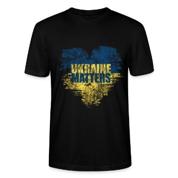 Ukraine Matters - Paix pour l’Ukraine - T-shirt bio CRAFTER Stanley Stella Unisexe - noir - Devant - Alina (178cm) & Michal (187cm)