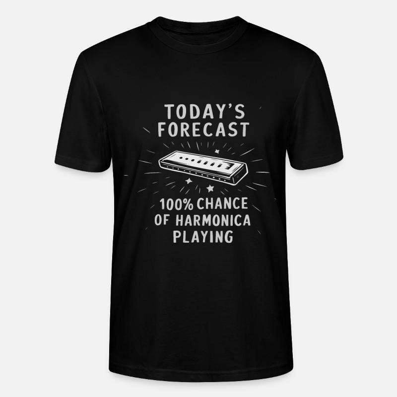 Harmonica Playing Gift - Stanley/Stella CRAFTER Unisex Organic T-Shirt - black
